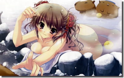 冬の露天風呂に入りたい！温泉と雪景色の二次元エロ画像 ④